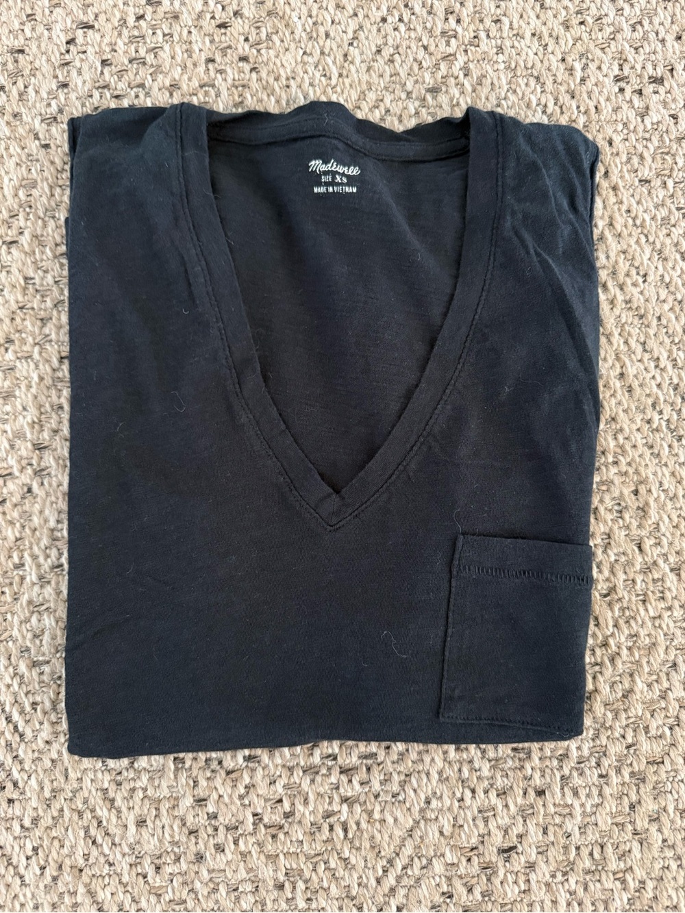 Madewell Black V-Neck Muscle Tee with Chest Pocket